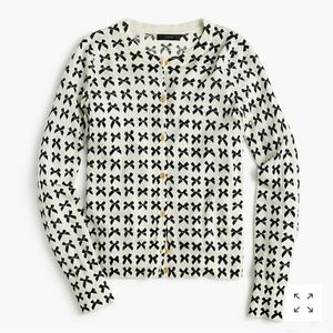 Lightweight wool Jackie cardigan sweater in bow pr